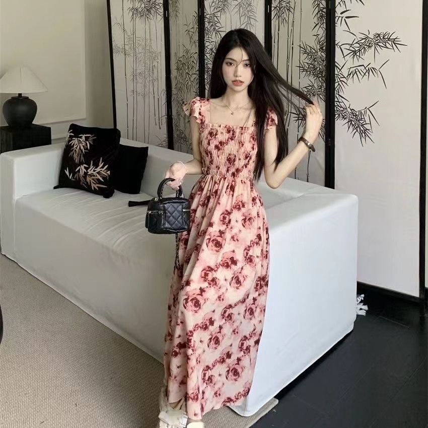 Butterfly Sleeve Rosy Red Midi Dress - Dress Casual Kasual / Korean Style Korea / Vintage Dres / Dre