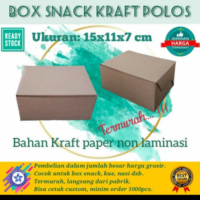 Box Snack/ Dus Kue/ Box nasi polos - Coklat-Kraft Simple pack