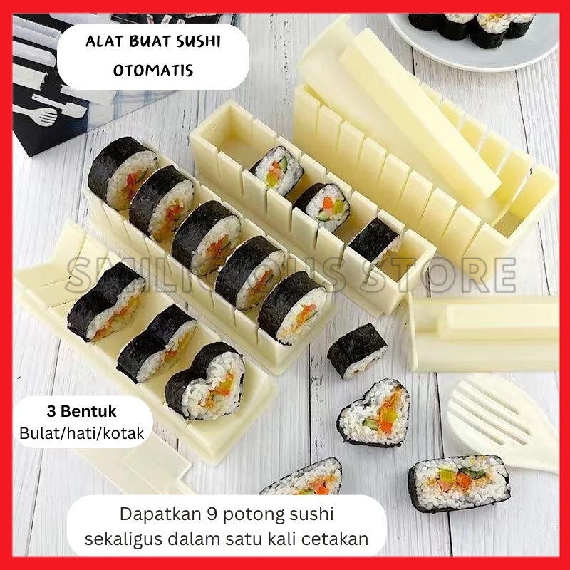 Cetakan Sushi Gulung Roll Motif Bulat Kotak Hati Alat Buat Sushi Maker Otomatis Praktis