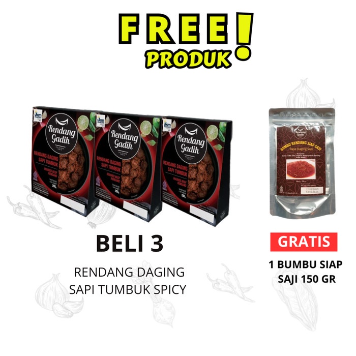 

PAKET 3 PCS RENDANG DAGING SAPI TUMBUK SPICY (pedas sedang) TP