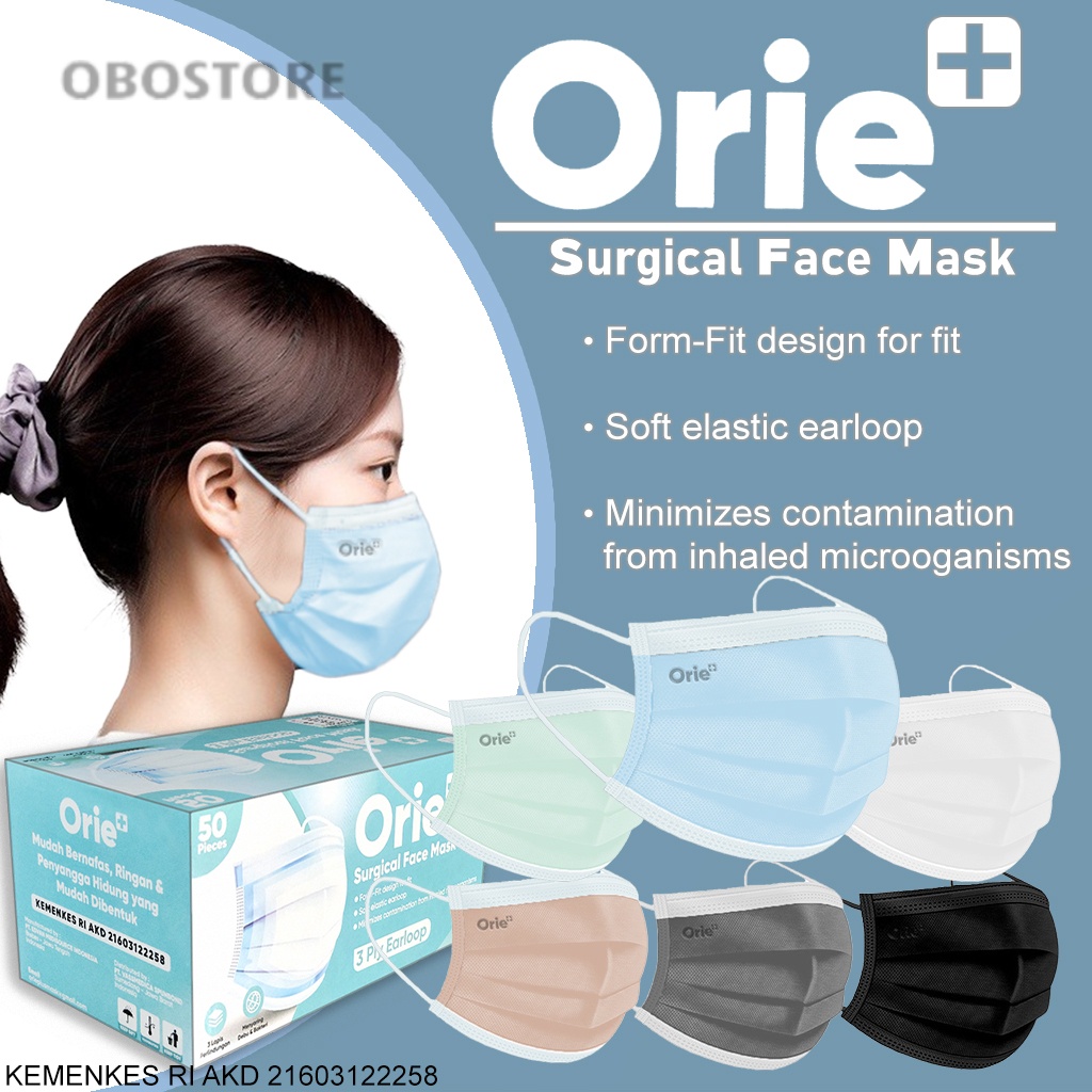 Masker Orie+ Earloop Masker Medis 3ply isi 50pcs