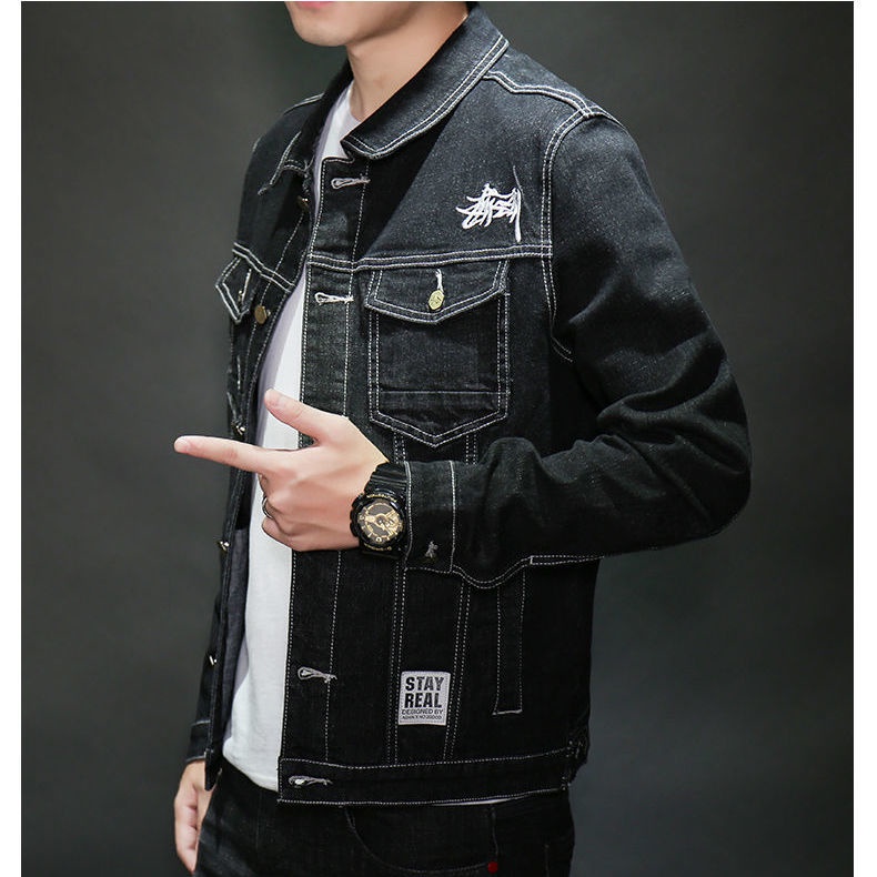 Denim jacket, men's jacket, black
