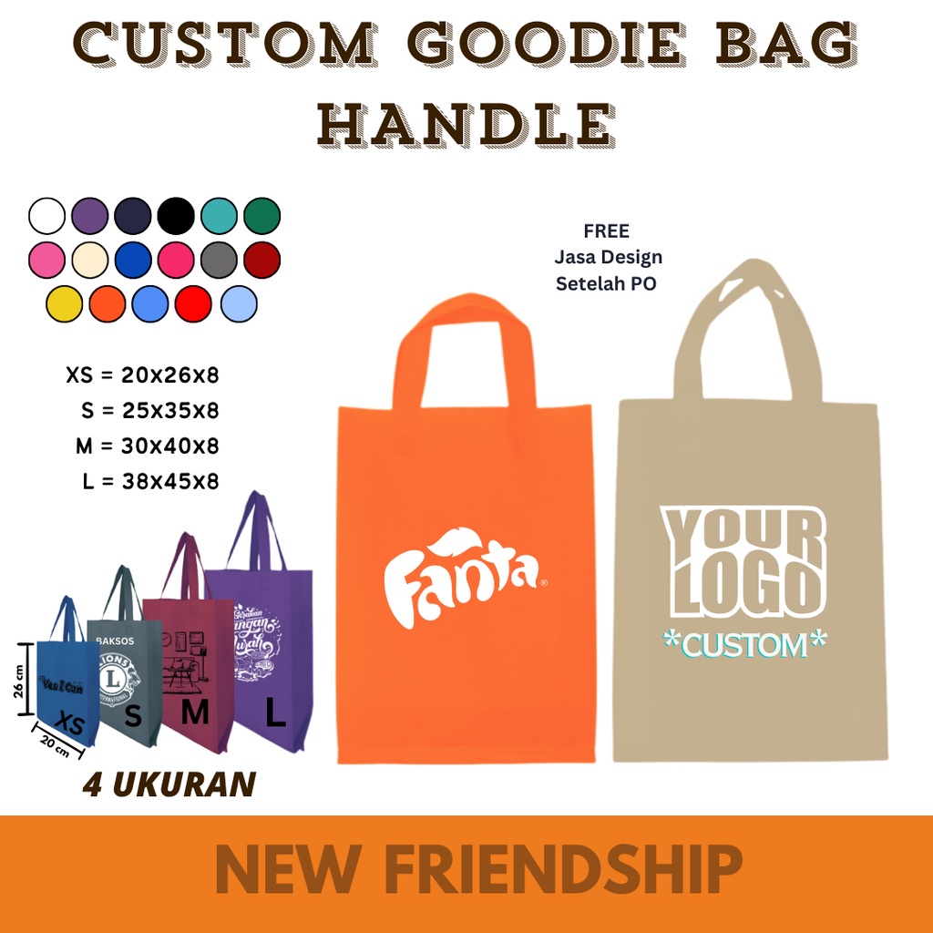

Custom Sablon Tas Belanja Handle Spunbond Goodie Bag Tote Hajatan Logo Suvenir Event Pernikahan Ultah NF