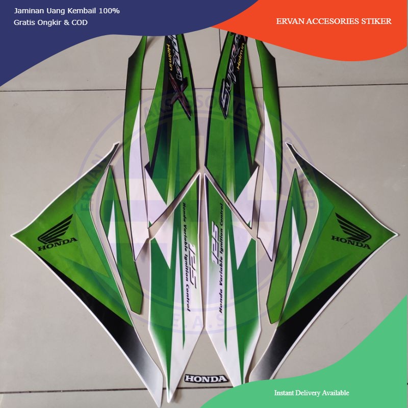 striping honda supra x 125 r helm in 2010 2011 hijau putih list body standar berkualitas