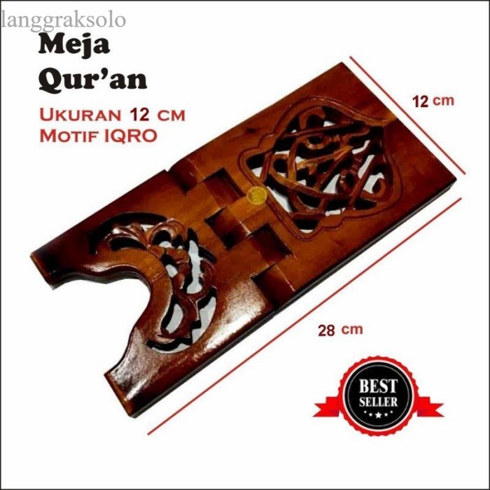 

termurah Rekal al quran mini ukuran lebar 12 cm jati ukir coklat - Rehal quran