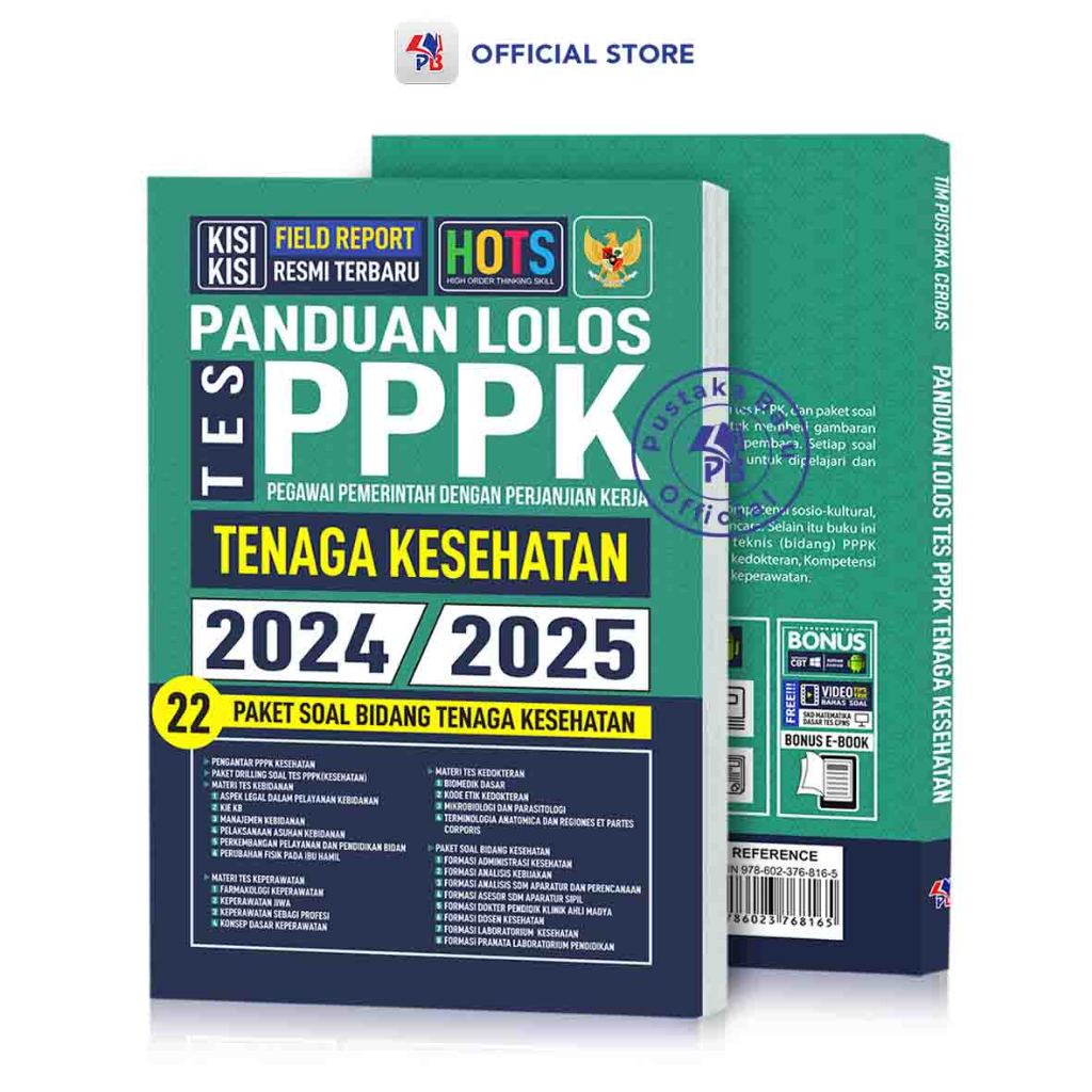 Buku PPPK 2024 2025 : Panduan Lolos Tes PPPK Untuk Tenaga Kesehatan 2024-2025, 22 Paket Soal Bidan Tenaga Kesehatan-1