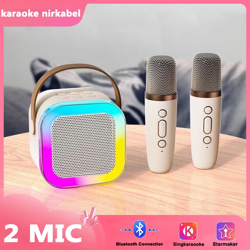 Bluetooth Speaker Karaoke Hi-Fi Sounds Mini Full Bass Speaker with Lampu warna-warni Wireless tilu w