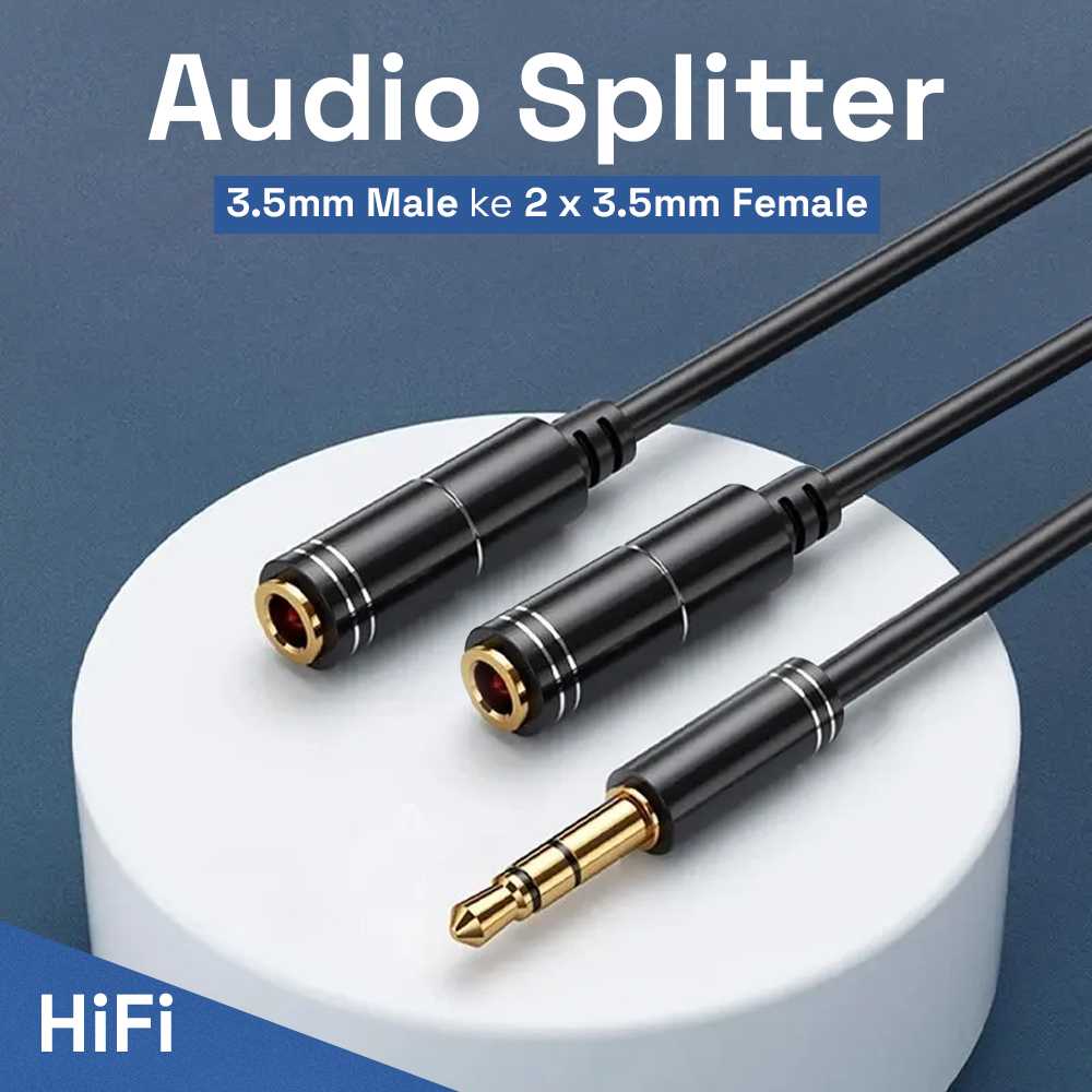 COD Adapter Kabel Splitter Audio Jack 3.5mm Male HP PC Ke 3.5mm Female Headphone Earphone Headset 2 