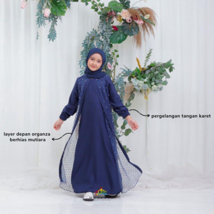 Gamis Couple Ibu dan Anak AMEERA DRESS Gamis Organza - Silver, Anak M