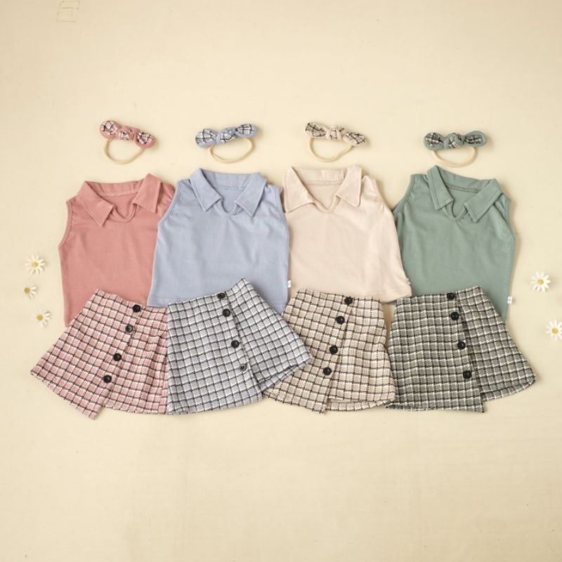 DC42FT Setelan bayi Zee Jkt48 bahan katun knit bonus headband 0-12 bulan