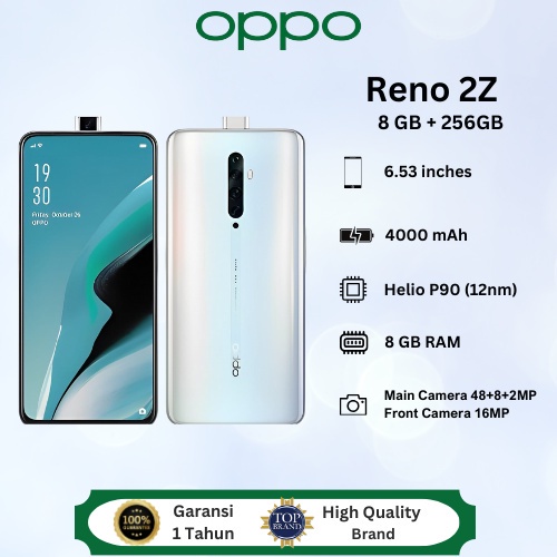 HP OPPO RENO2 Z/HP MURAH/HP Reno2 Z/Ram 8GB ROM 256 GB Original handphone 100% Baru smartphone NFC murah bergaransi 1 tahun