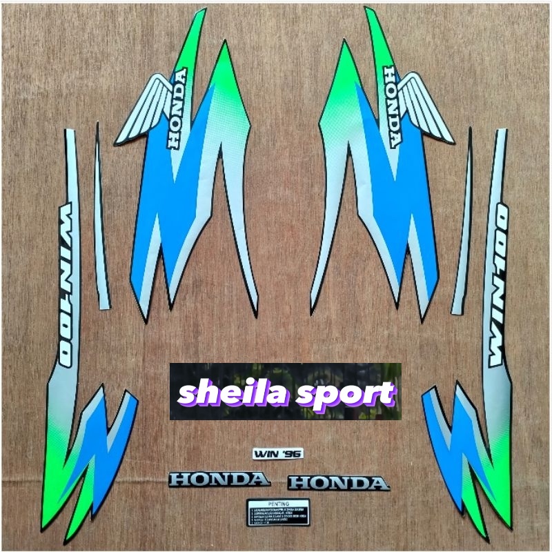 striping win stiker Honda WIN 100 hijau biru silver tahun 1996 1997 kualitas bagus