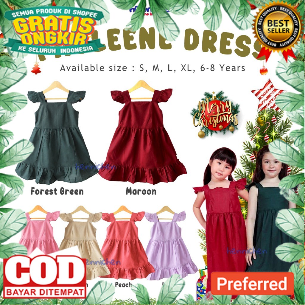 BAJU NATAL EDISI NATAL PAULEENE PREMIUM DRESS DRESS ANAK PEREMPUAN  LAYER DRESS RUFFLE 1-8 TAHUN// H
