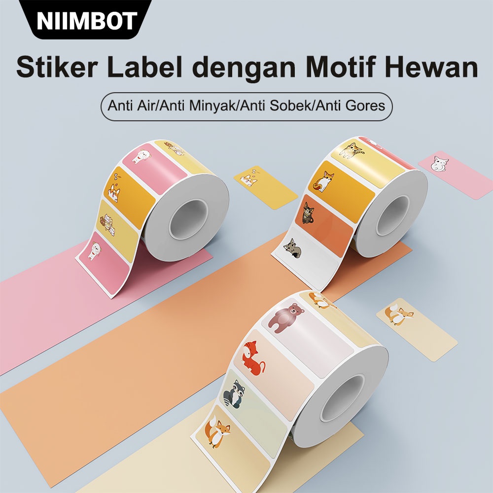 

NIIMBOT B21/B3S/B1 Kertas Cetak Label Hewan/Kartun, Stiker Nama Kertas Catatan Stiker Tahan Air