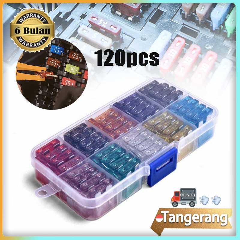 Sikring Mobil Fuse Blade 120pcs/box Sekring Mobil Motor Tempat Sekring Tancap Sekring Tancap Kecil F