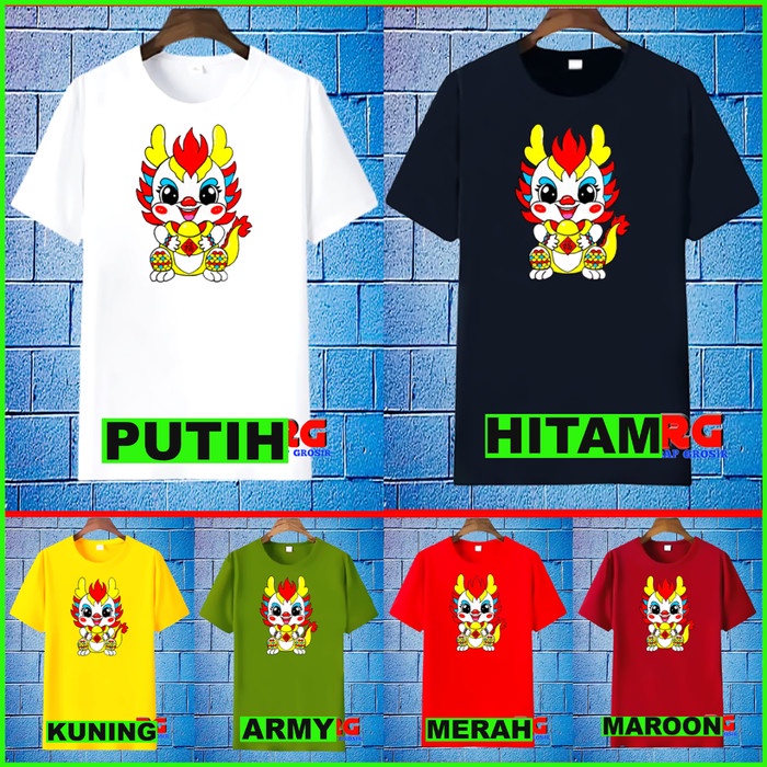 ✨MURAH✨ -Kaos Imlek-Baju Imlek-Wanita Pria-Couple-Anak-Dewasa-Keluarga - Merah - Kuning, 2