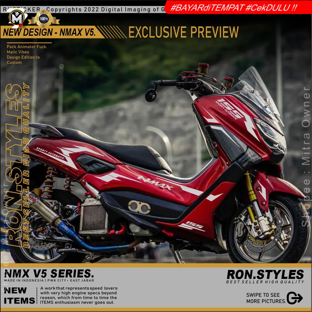 V5 CUTTING STRIPING VARIASI NMAX 2016-2019 DESIGN TERBARU CUTTING STICKER NMAX LAMA STIKER NMAX HITA