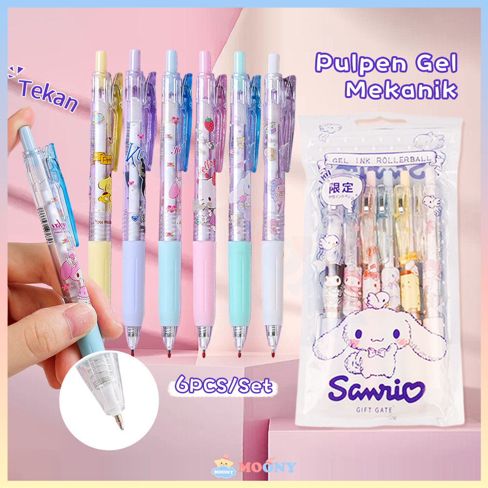 

Moony 6pcs Pulpen pen gel mekanik 0.5mm Pen ballpoint mekanik motif kartun