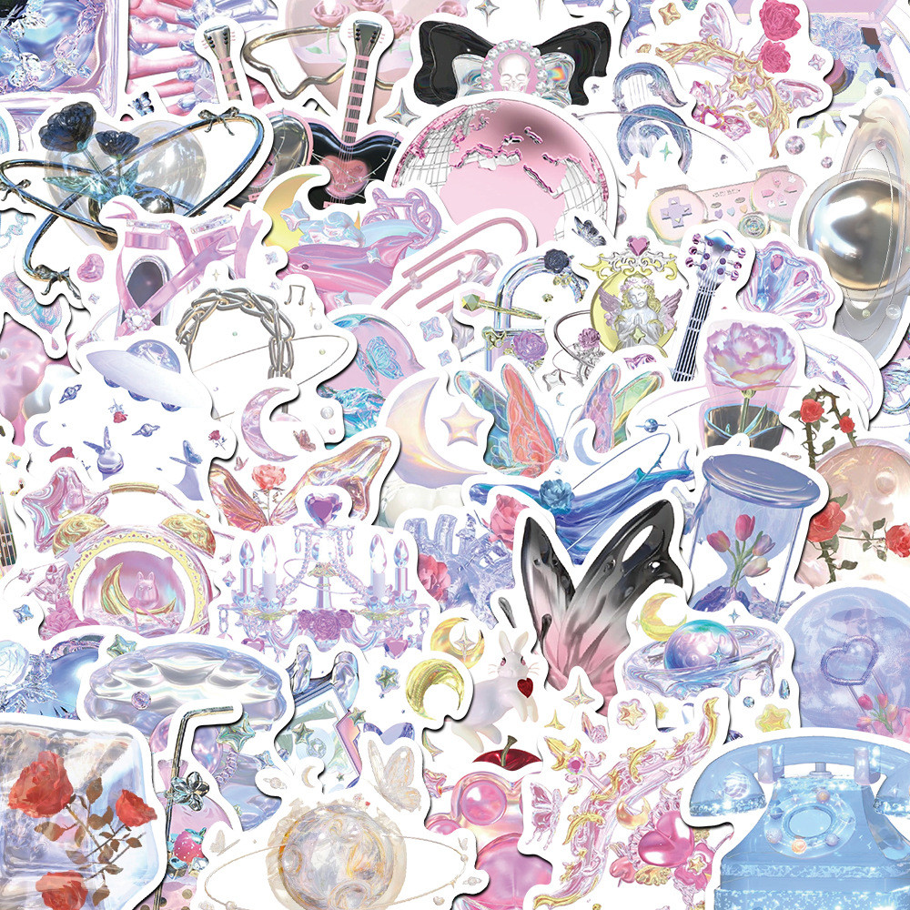 

10/30/50Pcs VSCO Wihte Crystal Girls Graffiti Sticker Kids Toys Laptop Scrapbooking Cup Diary Luggage Notebook Decals Pack