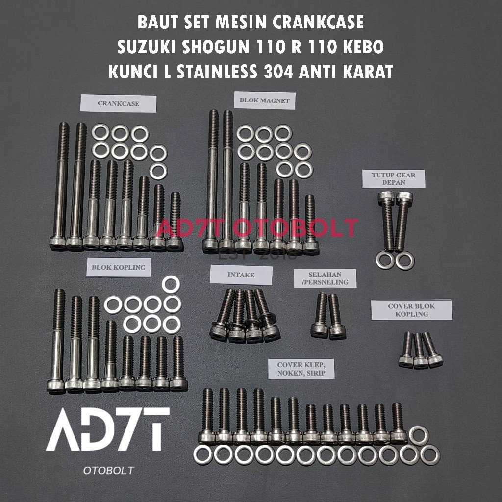 Baut Set Blok Mesin Suzuki Shogun 110R 110 Kebo Kunci L Stainless