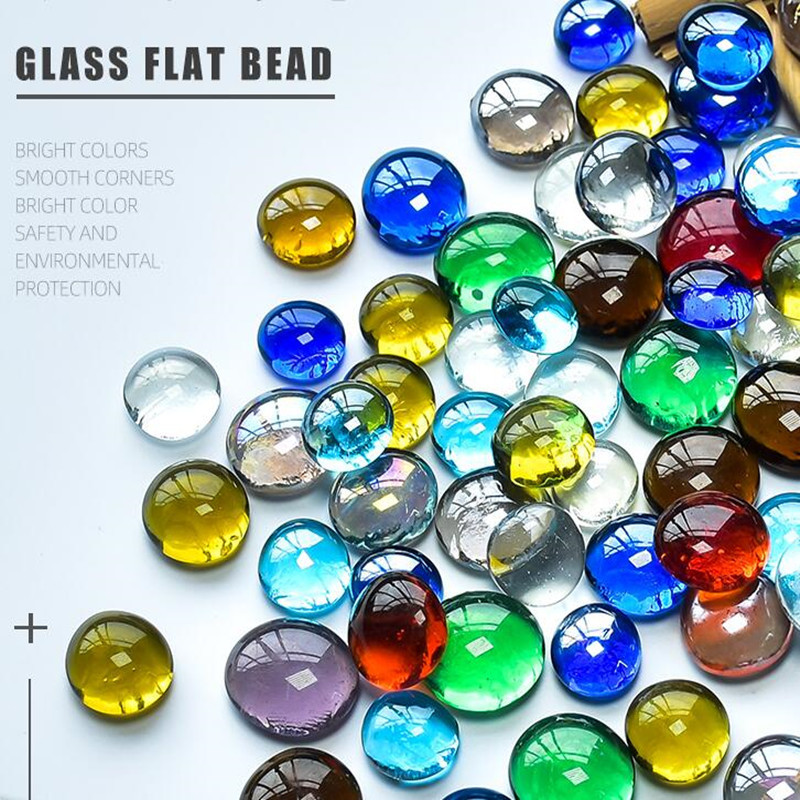 

100g Clear Round Glass Gems Mosaic Tiles Flat Beads for Arts Craft Decorative Glass Pebbles Stone DIY Cabochon Mosaic Making