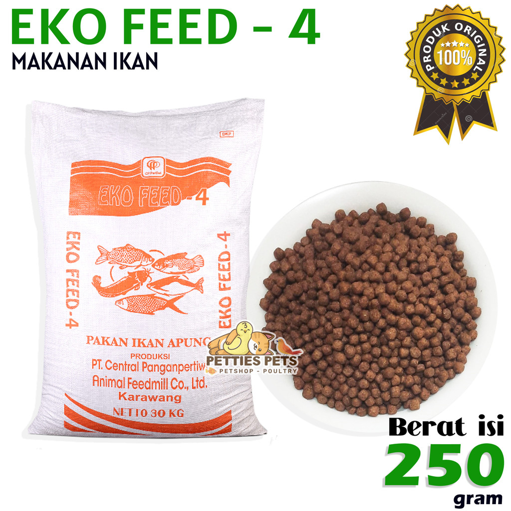PTS Pelet Pakan Ikan Eko Feed-4  Eko Feed 4 Untuk Ikan Mas, Lele, Gurame, Bandeng