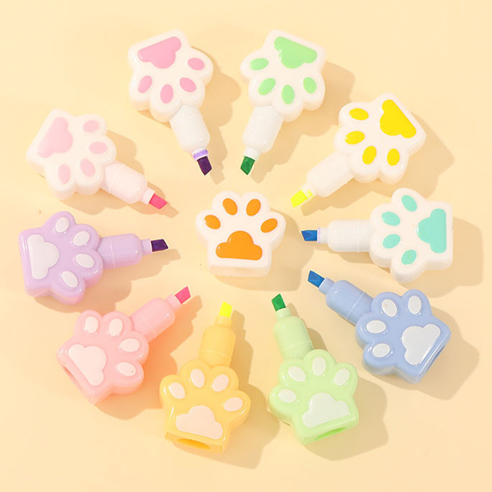 

1Set Cute Cartoon Highlighters School Office Stationery Students Drawing Supplies Cartoon Highlighters Cat Paw Shaped Marker Pen