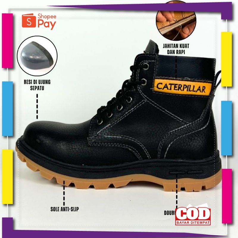 [PREMIUM ORIGINAL] Sepatu Safety Pria Sepatu Boots Safety Sepatu Caterpillar Ujung Besi Sepatu Kerja