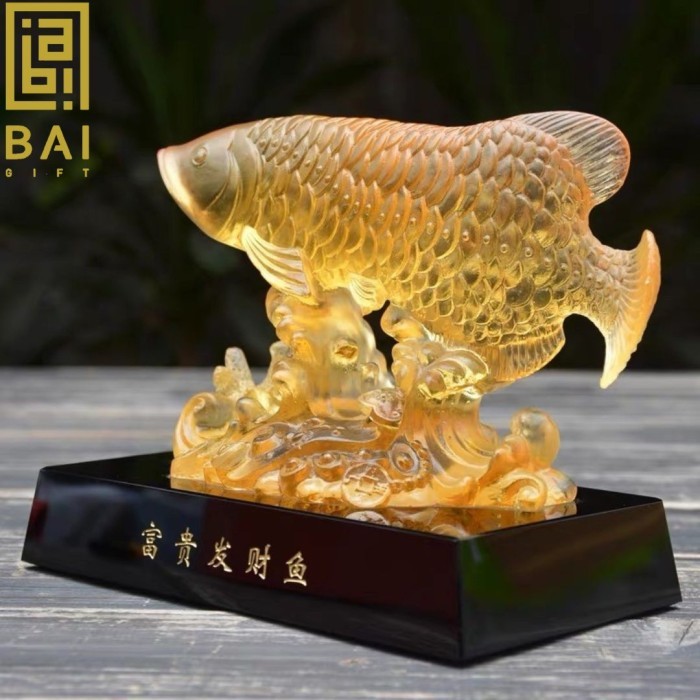 "SKY.LD" -  DISKON Patung Ikan Arwana Crystal Pajangan Ikan Arwana - 188*100*138MM