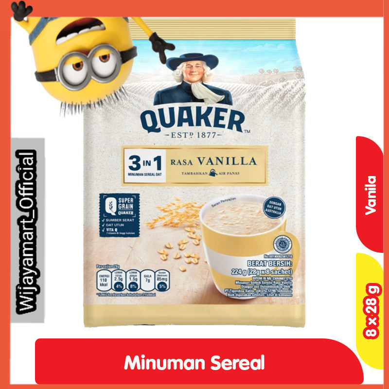 

Quaker Oats 3 in 1 Vanila Bag 8 x 28 g
