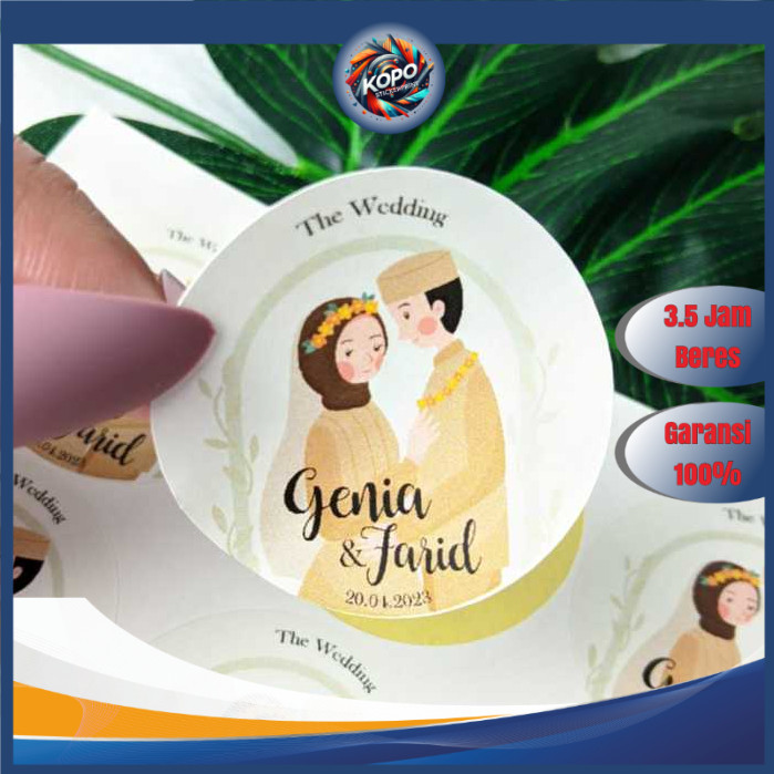 

KOPO 5-8 Sticker Wedding Souvenir Stiker Custom Ucapan Nikah Label Undangan Free Desain