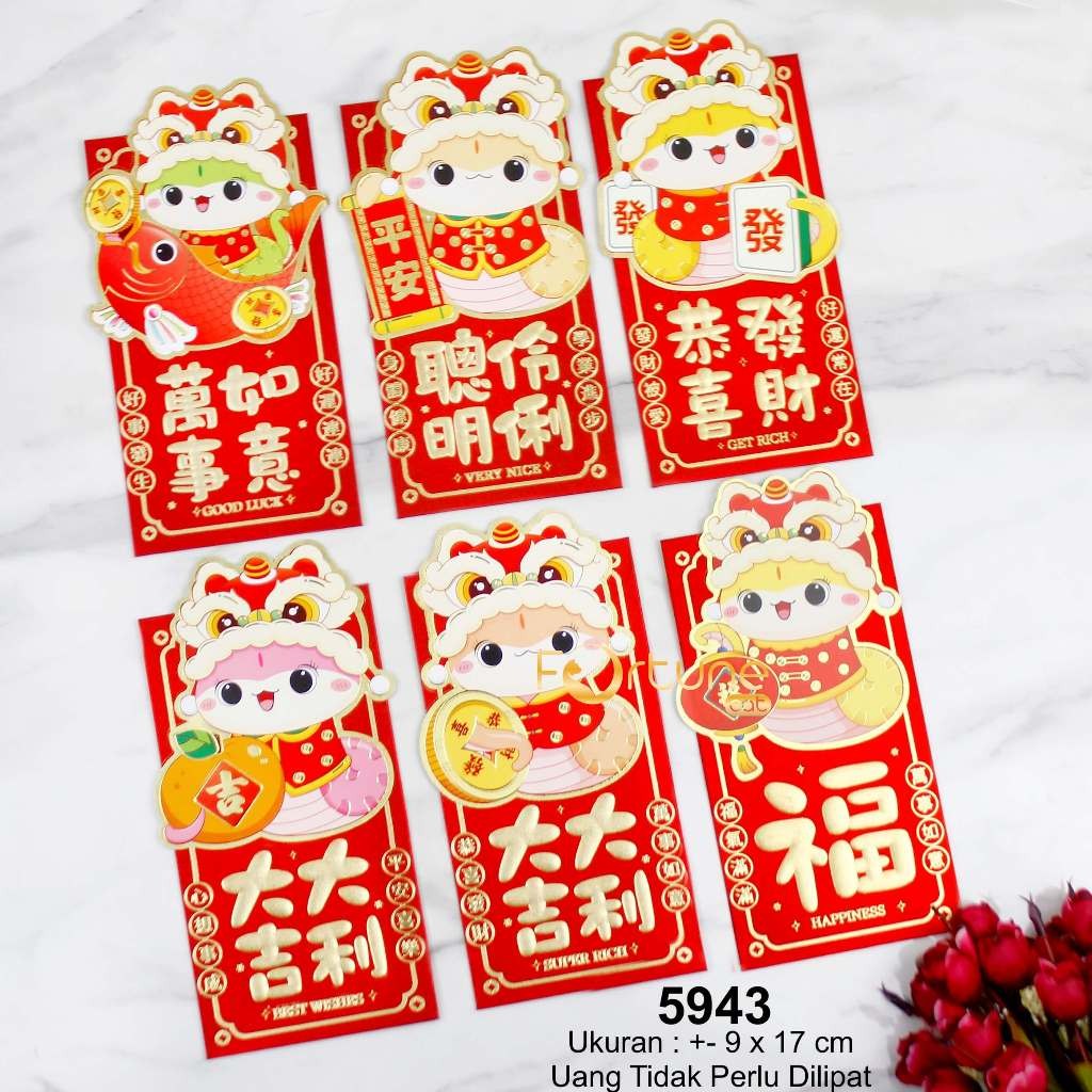 

MCC Angpao SATUAN Imlek 2025 Ular Kartun Kuping 3D Kertas Chinese New Year Hong Bao Red Envelope Terbaru