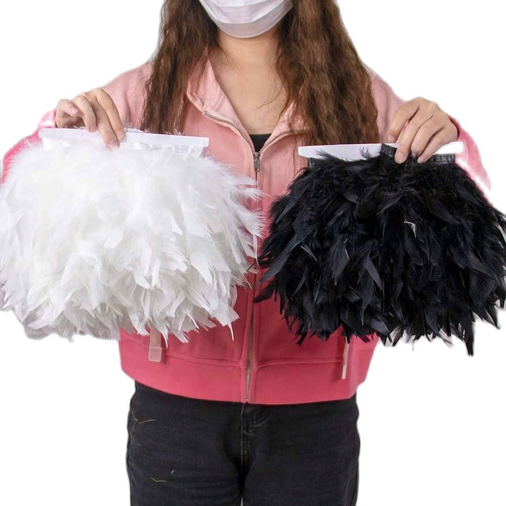 

1Meter Natural Turkey Feathers Trims Height 10-15cm Crafts Wedding Party Clothing Decor DIY Feather Ribbon Sewing Decoration