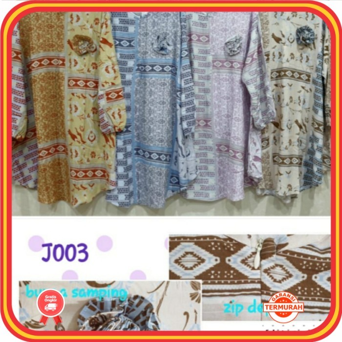 Tunik Cantik Baru Murah Wanita Baju Lebaran Kekinian /Tunik Jumbo Rayon Impor - Kuning, XXXL