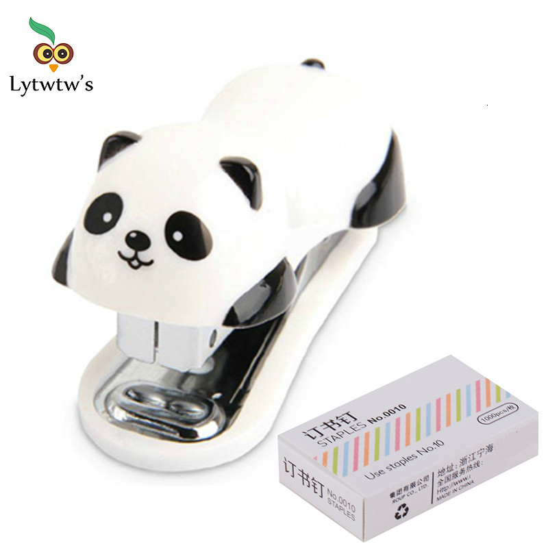 

A set of fashionable stapler for panda stapler, with 10 mm steel clips, office supplies, school uniform supplies