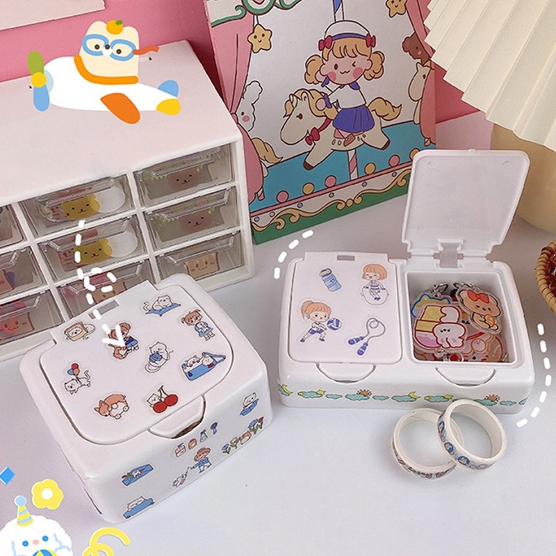 

Kawaii Cartoon INS Style Multi-functional Desk Organizer Box Cosmetics Makeup Accessories Storage Box Office Stationery
