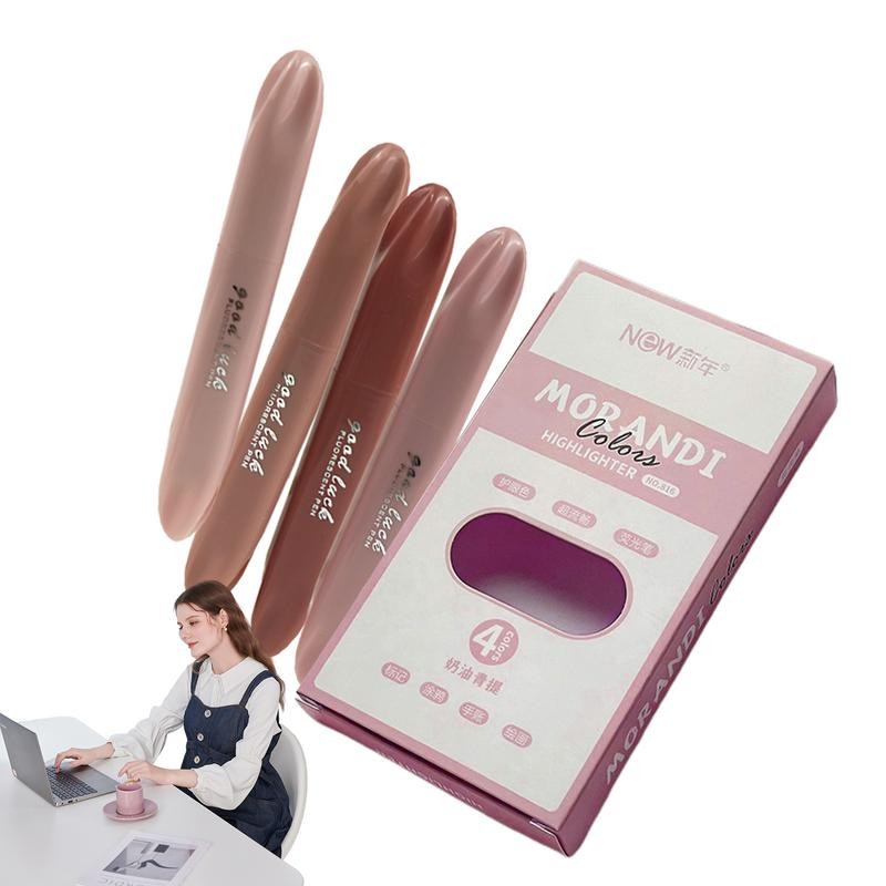 

Pastel Highlighters 4 Pcs Double Sided Highlighter Pen Set Smooth Aesthetic Highlighter Markers Eye Protection Marker Pens For