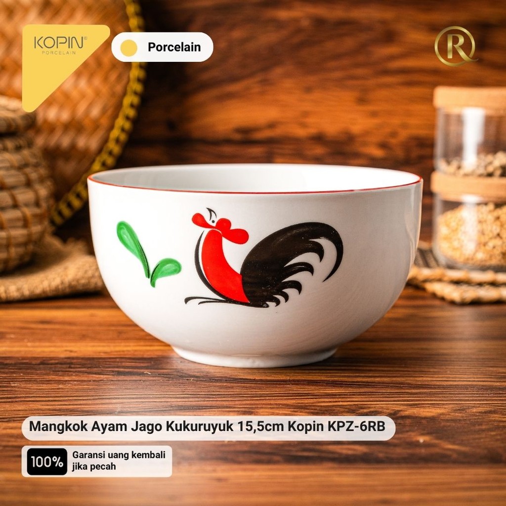 Mangkok Ayam Kukuruyuk 15,5cm Kopin KPZ-6RB Porcelain Keramik