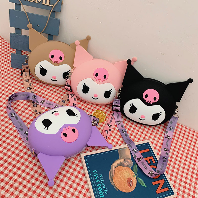 Sanrio Bag Kawaii Kawaii Kuromi Silicone Shoulder Bag Waterproof Coin Purse Cartoon Doll Crossbody B