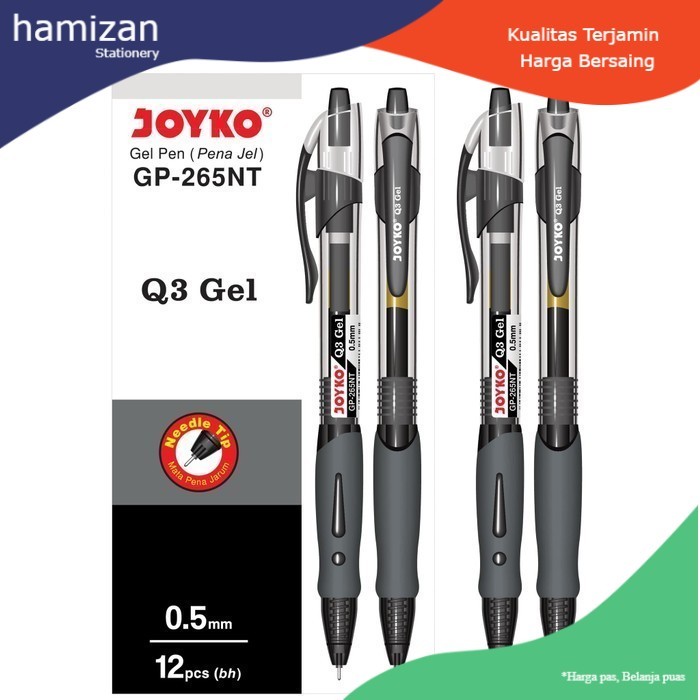 

Joyko Q3 Gel Pen Pulpen GP-265NT (Needle Tip) Ballpoint Berkualitas - Hitam