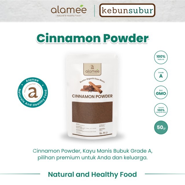 

ALAMEE Bubuk Kayu Manis Cinnamon Powder kayumanis Murni Asli Seasoning Bumbu Organik 50 Gram Kebunsubur