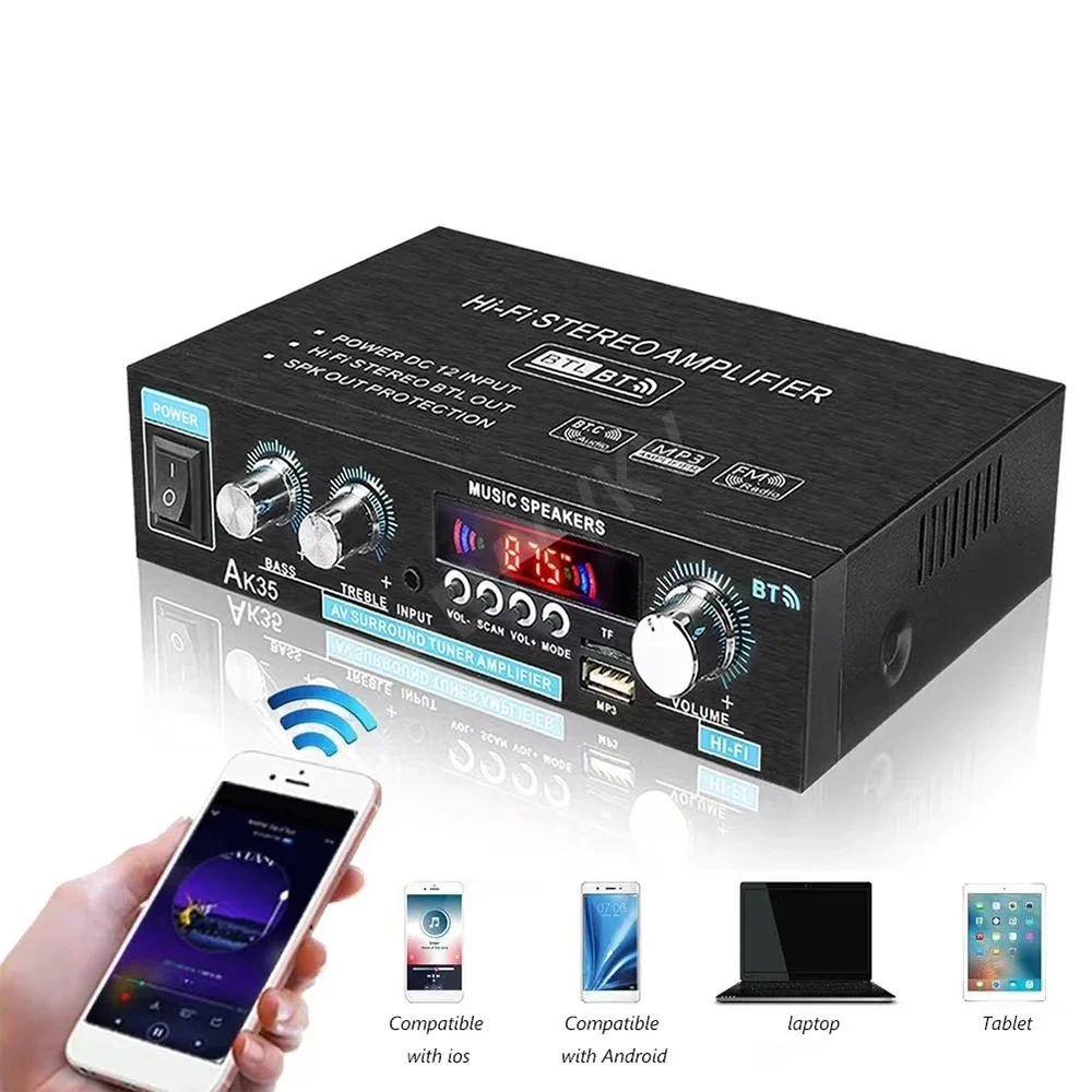 Home Power Amplifier CH 2.0 Bluetooth Bass Amp AK35 HIFI Digital Audio Amplifiers FM USB Remote 100-