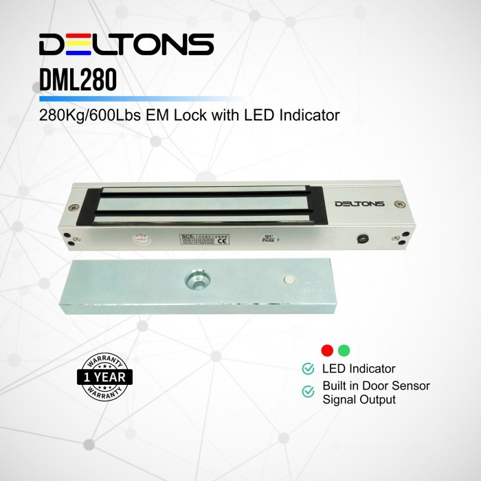 

EM Magnetic Lock 280Kg 600Lbs with LED and door indicator DELTONS Ori