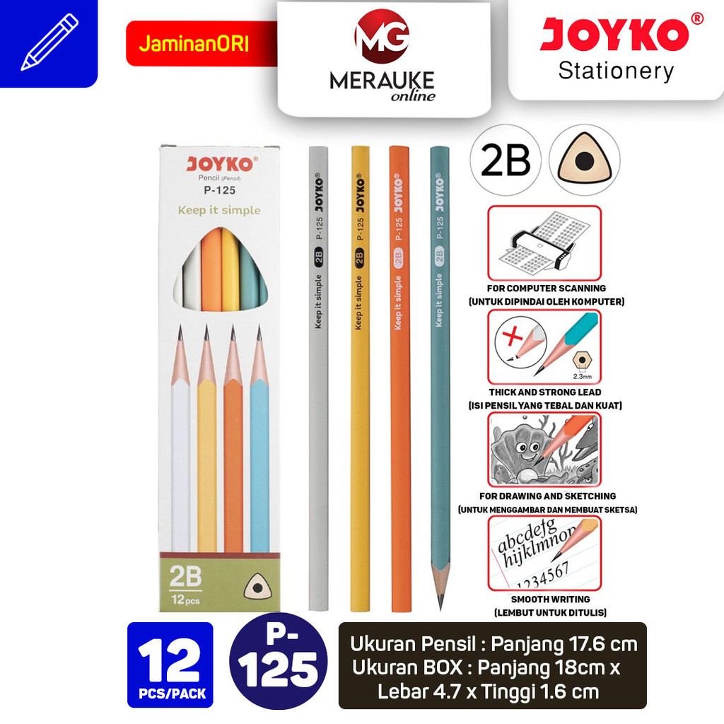 

Pensil JOYKO 2B P-125 Keep it simple (1 Pack isi 12 Pcs)