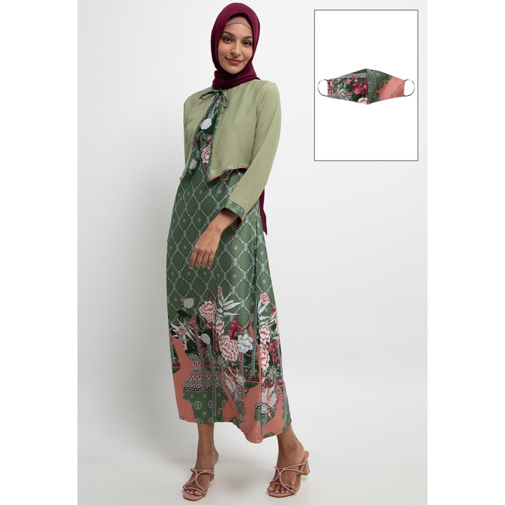 NEW -Gamis Batik Arjuna Weda Alesha - Hijau - S