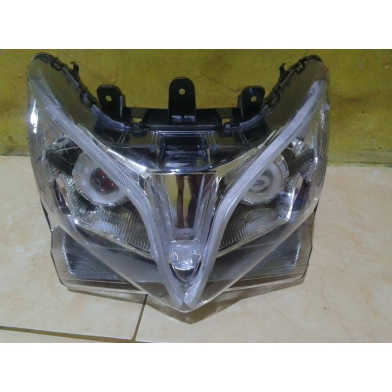 Headlamp Reflektor Kedok Lampu Depan Vario 125/150 Old Techno Plus Proji Running Set Lampu Alis Puti