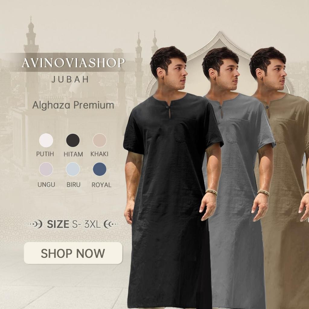 [HOT NEW] Lengan Pendek GAMIS PRIA JUBAH GAMIS PRIA MODEL HARAMAIN JUBAH POLOS jubah  hitam jubah pu