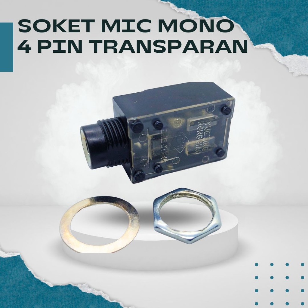 Soket Mic Akai Mono 4P - Konektor Tancap PCB, Bahan Transparan