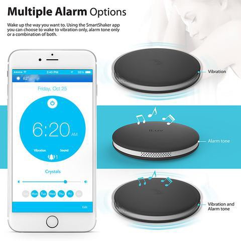 ILUV App-Enabled Wireless Smart Wake Up Alarm Shaker for Heavy Sleepers &amp; People with Hearing Loss for IOS and Android