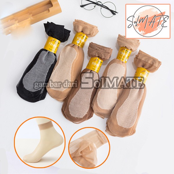 Kaos Kaki Kerja Stocking Wanita Transparan Tipis Silky Socks Bantalan